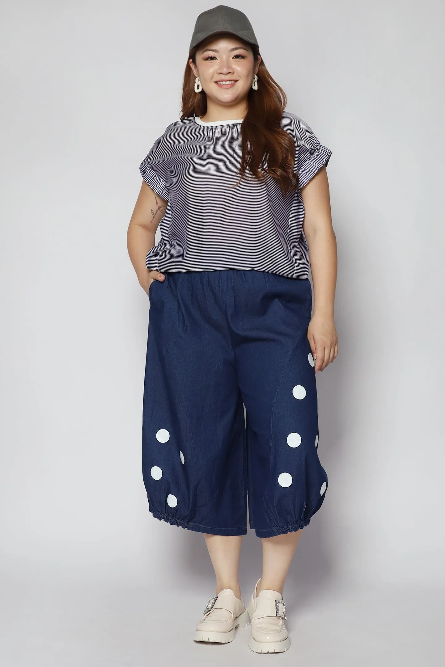 Mag Polkadot Culottes in Dark Denim