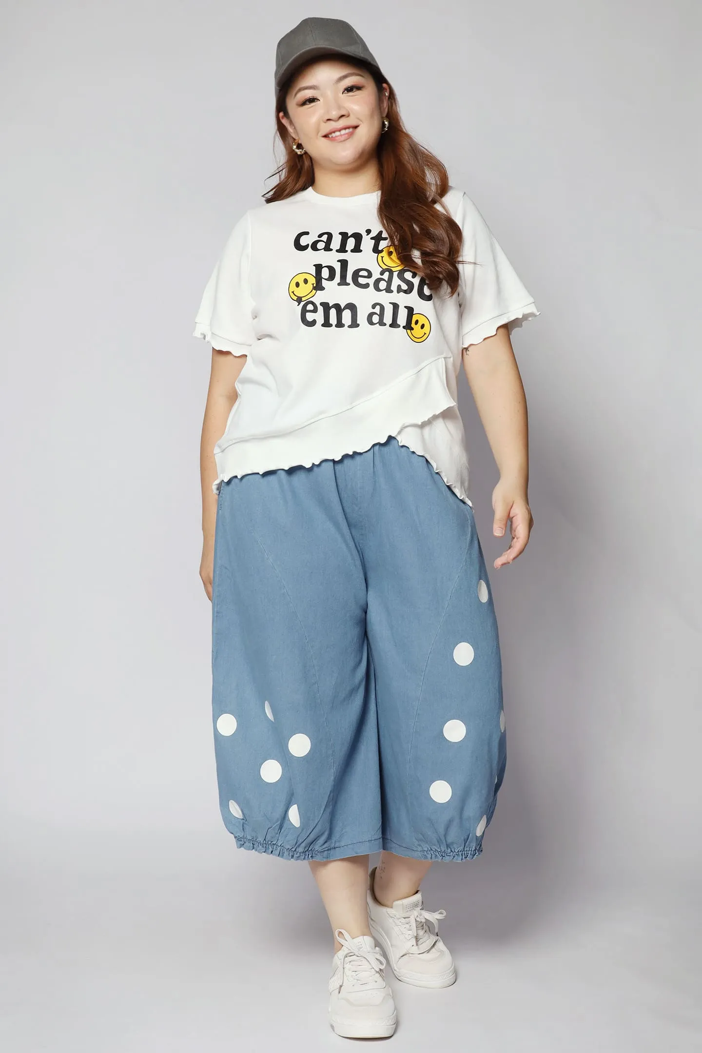 Mag Polkadot Culottes in Light Denim