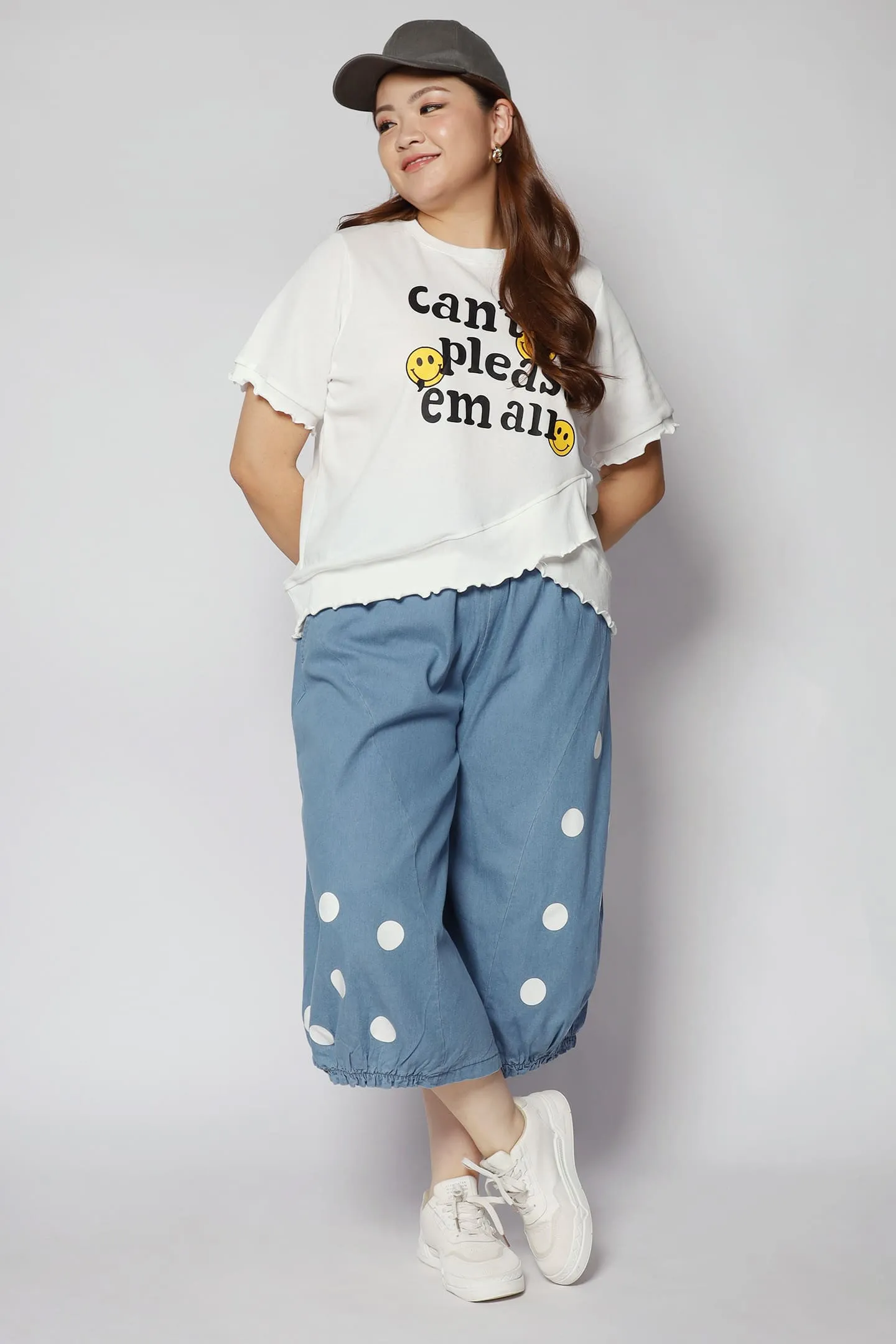 Mag Polkadot Culottes in Light Denim