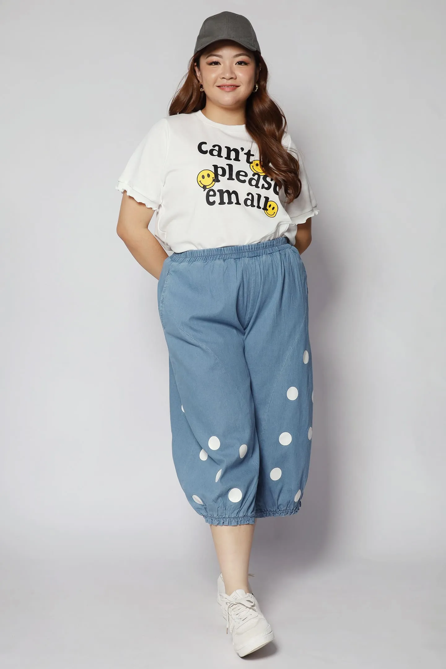 Mag Polkadot Culottes in Light Denim