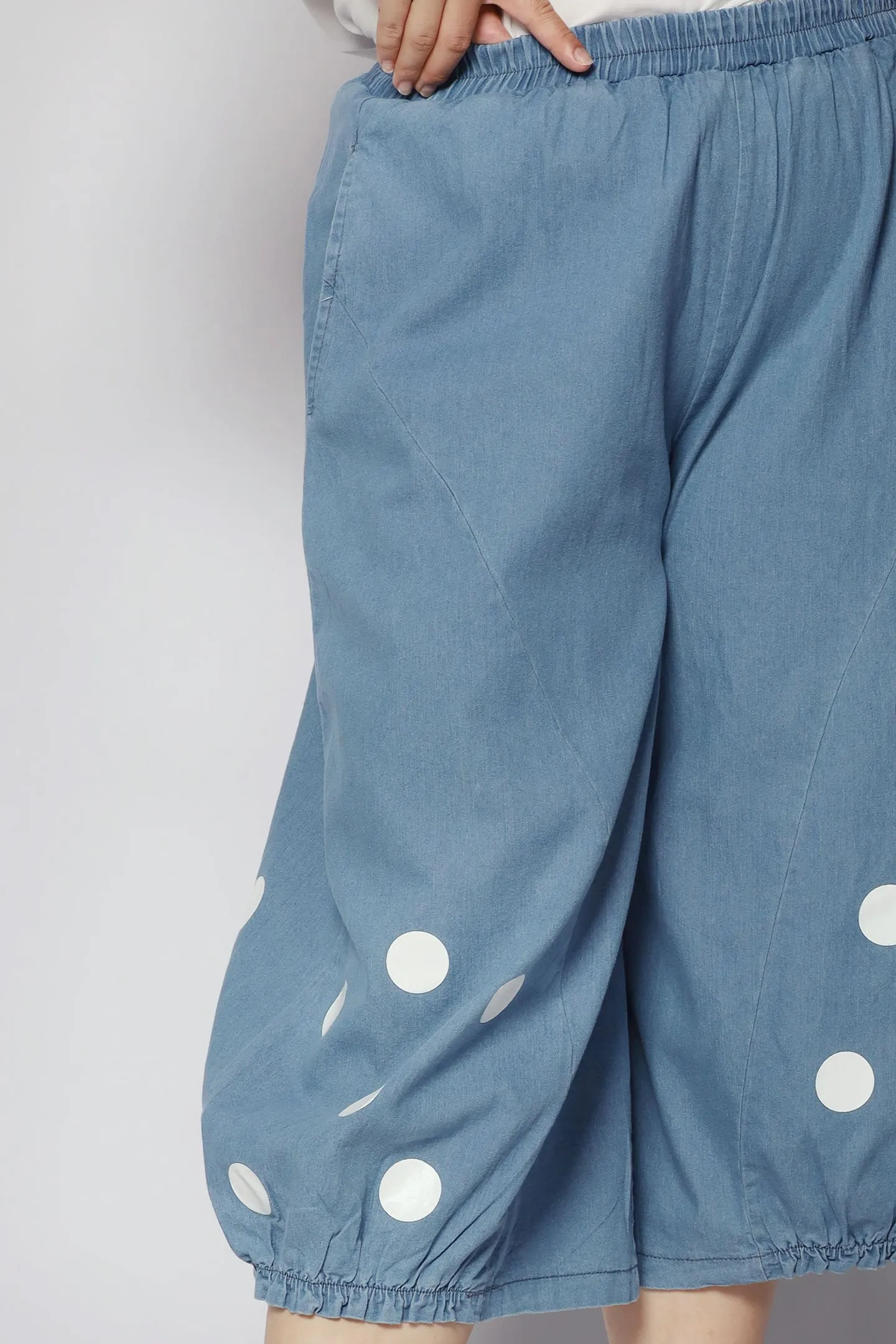 Mag Polkadot Culottes in Light Denim