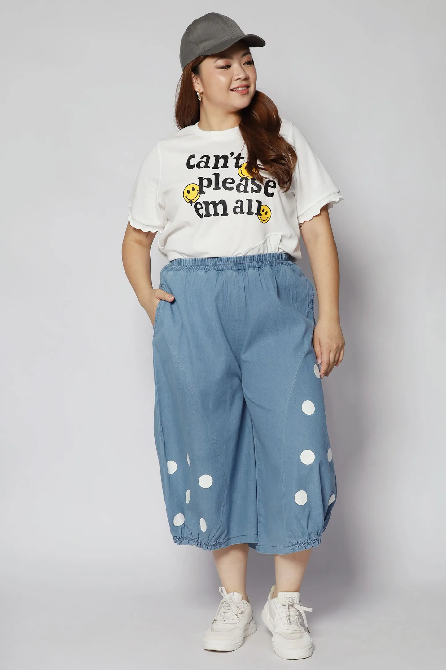 Mag Polkadot Culottes in Light Denim