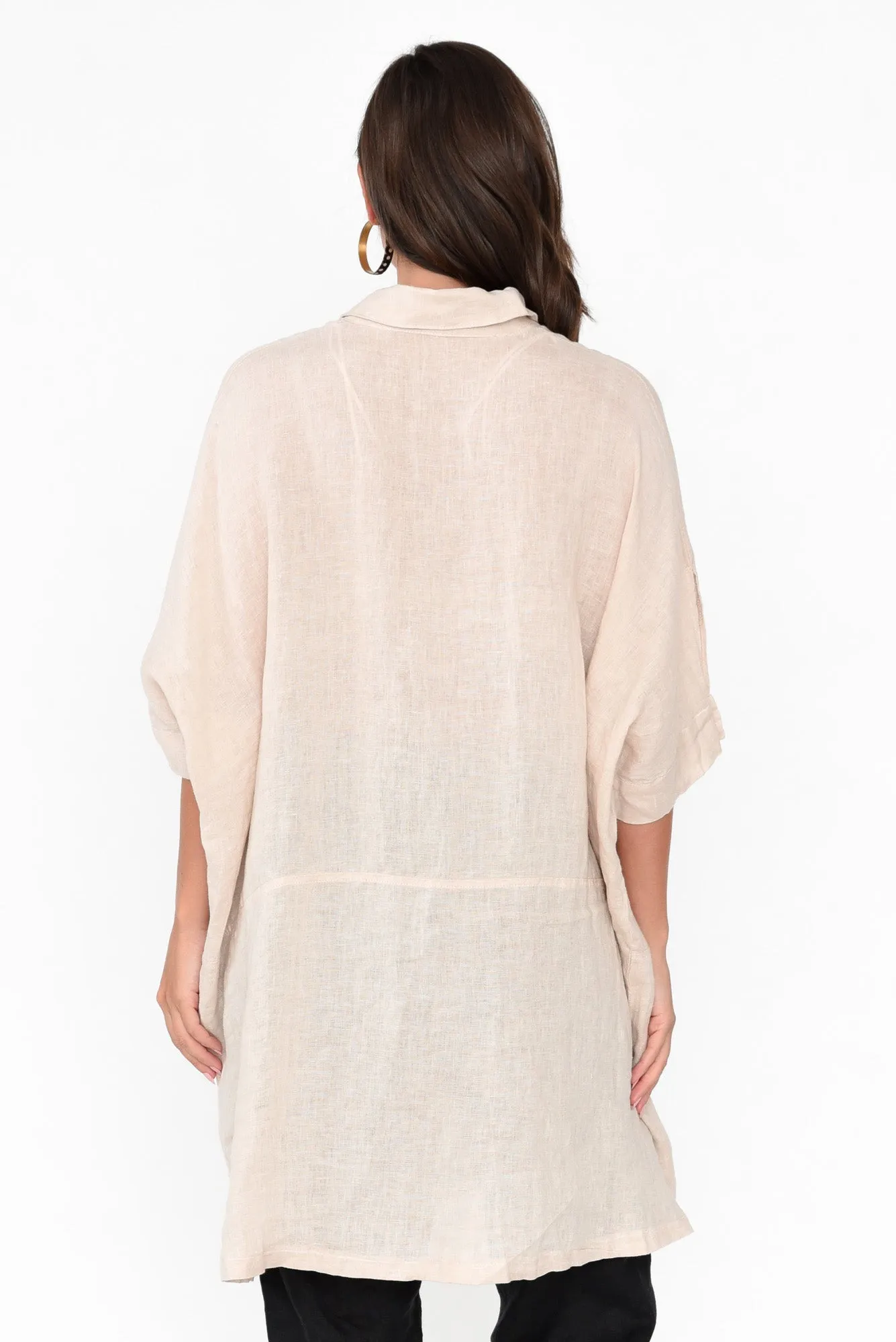 McKenna Beige Linen Button Tunic