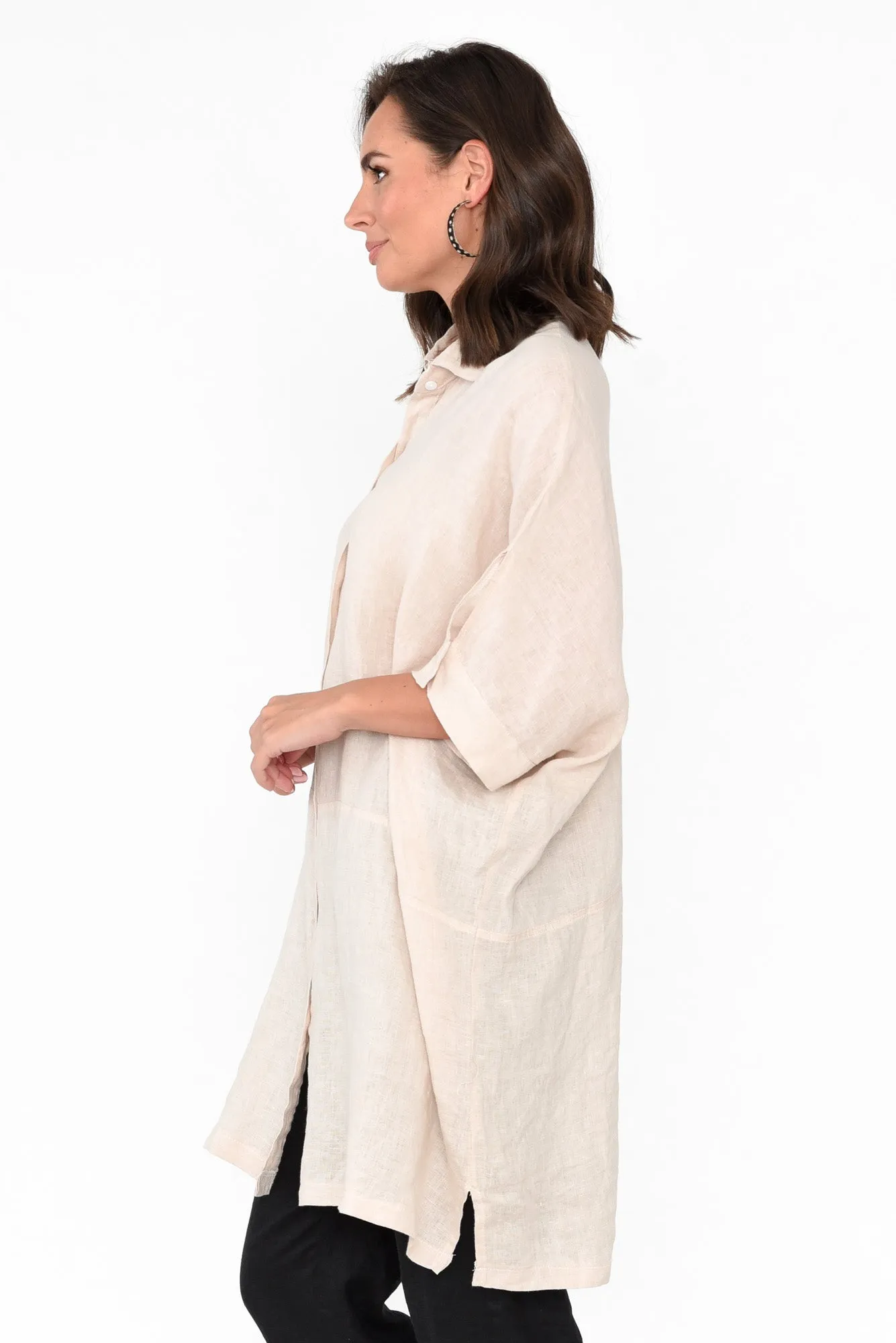 McKenna Beige Linen Button Tunic