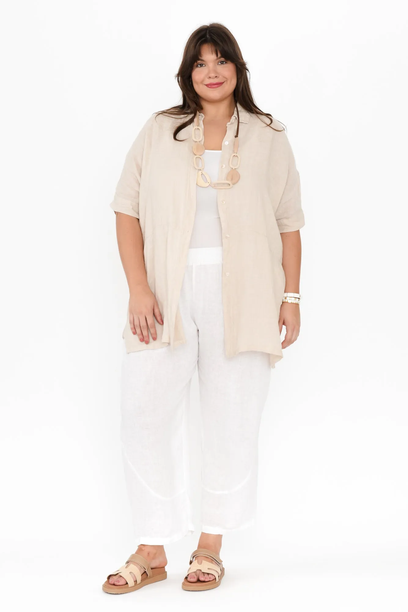 McKenna Beige Linen Button Tunic