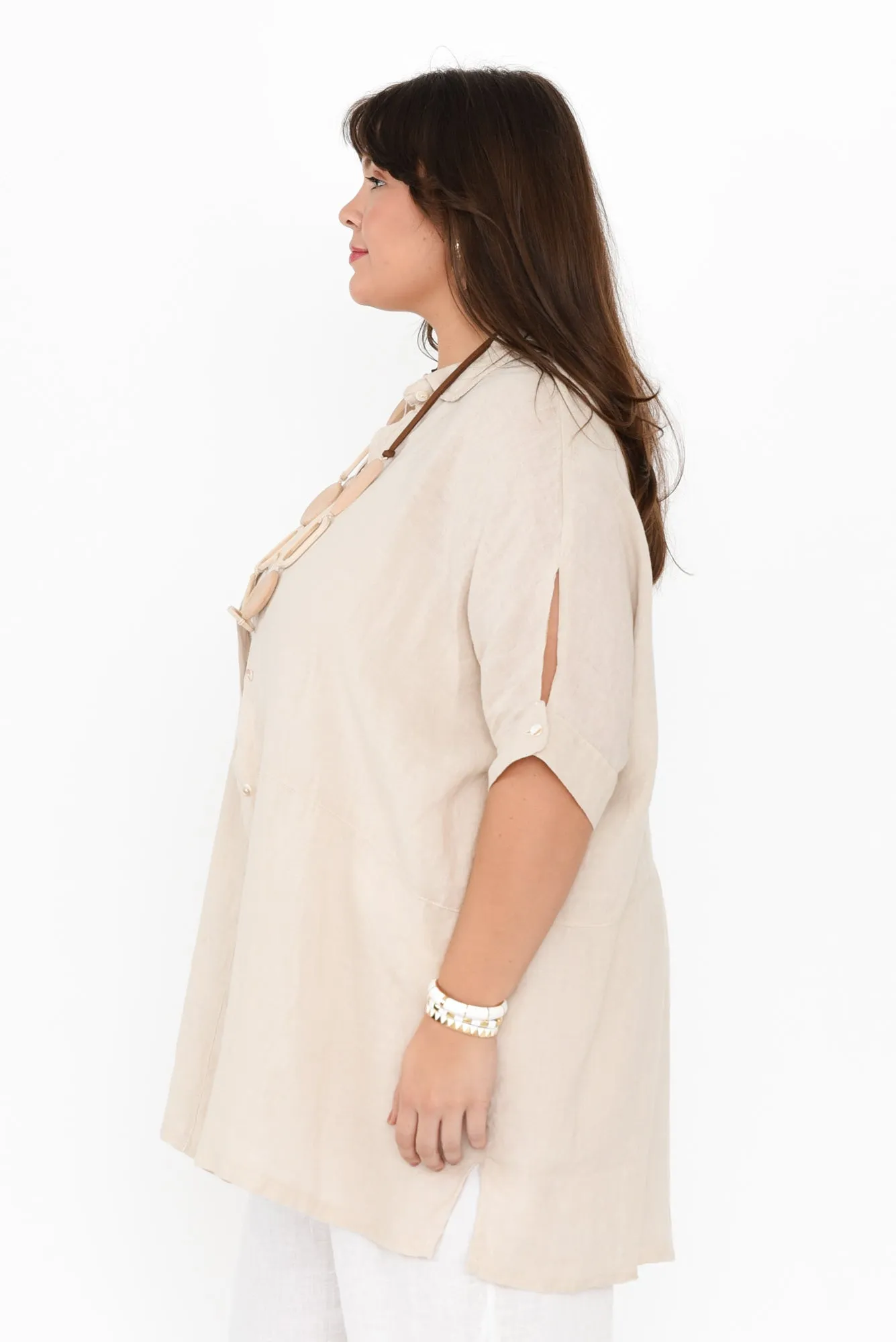 McKenna Beige Linen Button Tunic