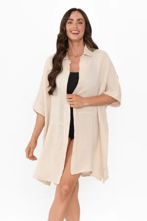 McKenna Beige Linen Button Tunic