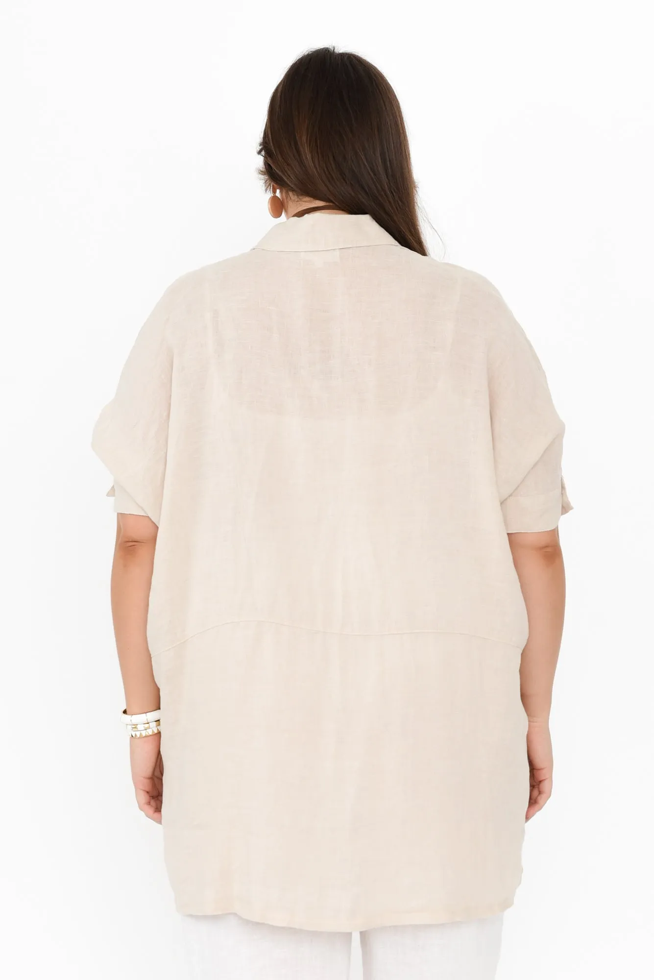 McKenna Beige Linen Button Tunic