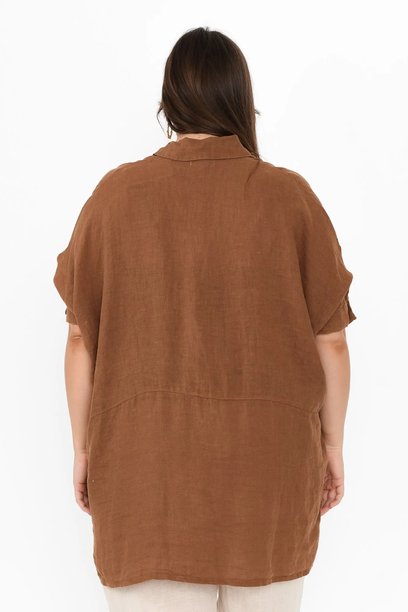 McKenna Mocha Linen Button Tunic