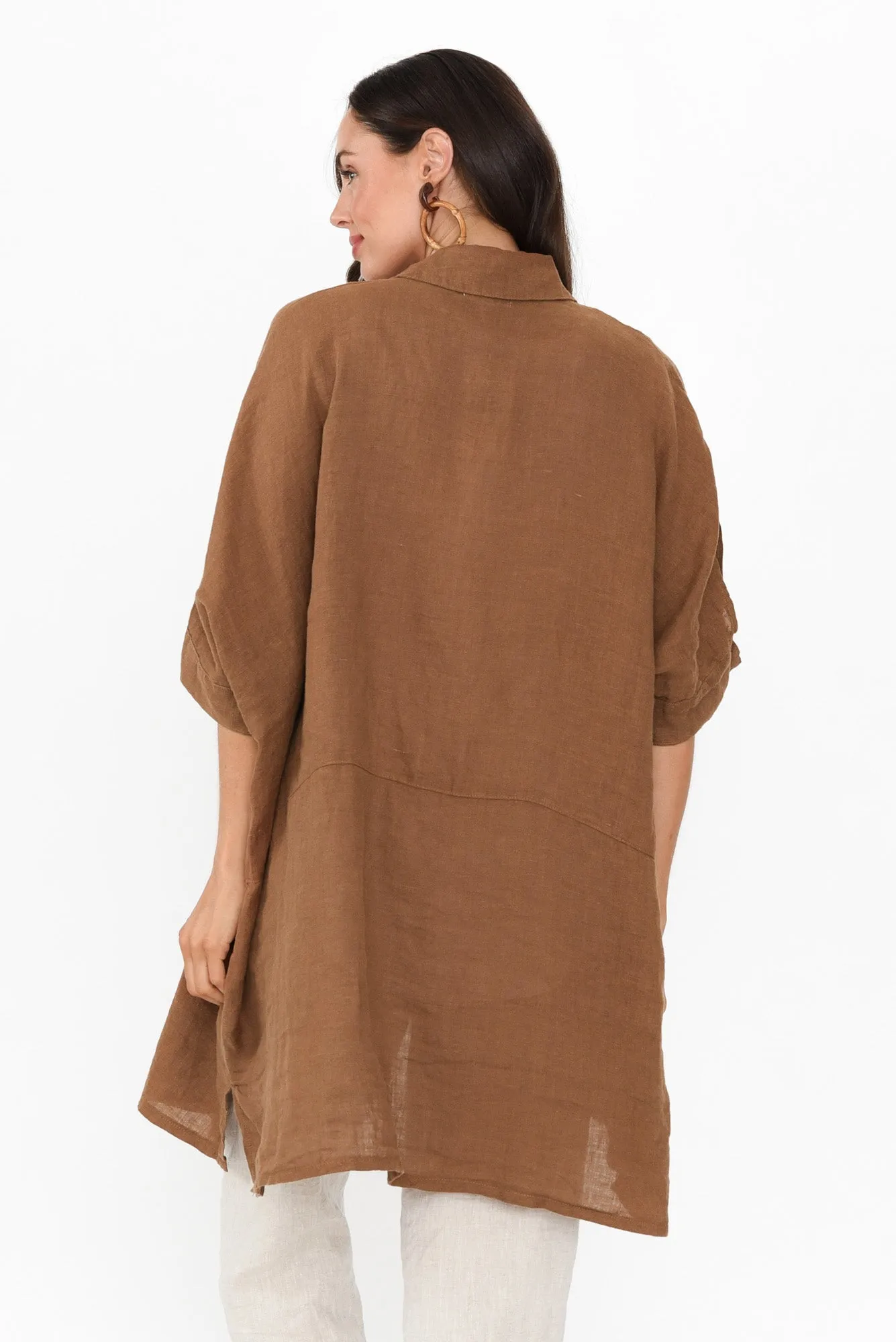 McKenna Mocha Linen Button Tunic