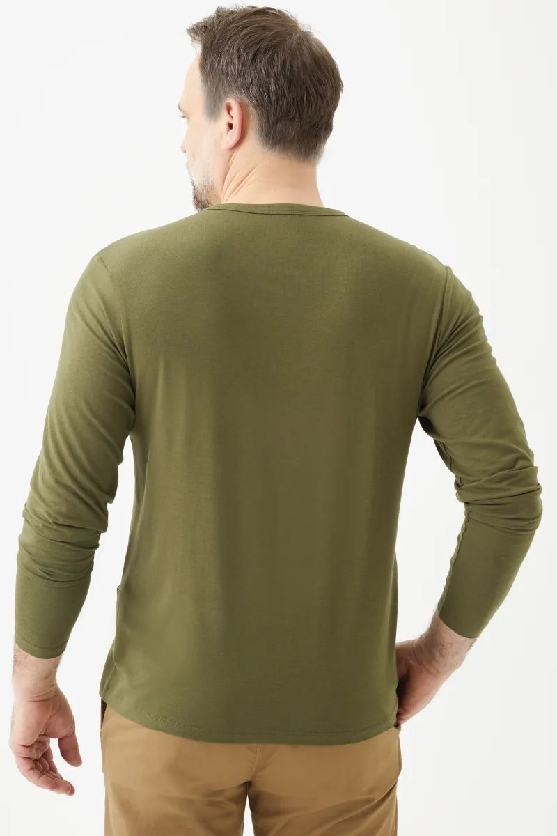 Men's Bamboo Cotton Long-Sleeve Henley Tee-All Sales Final