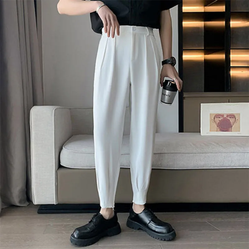 Men's Business Casual Cropped Trousers Dress Pants