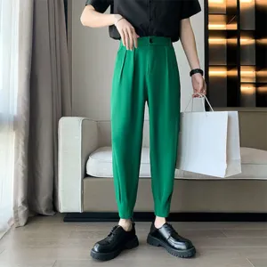 Men's Business Casual Cropped Trousers Dress Pants