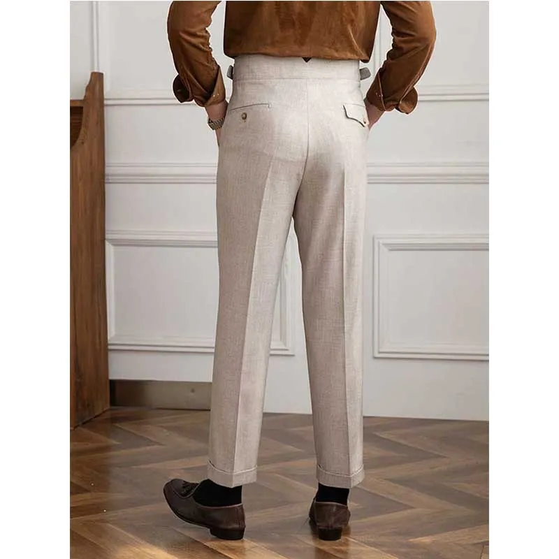 Men's Business High Waist Straight Retro Casual Trousers