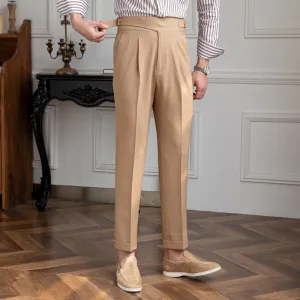 Men's Business High Waist Trousers Straight British Casual Pants