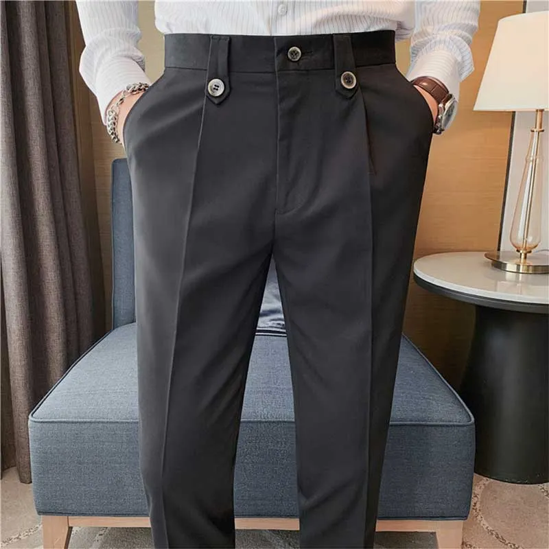 Men's Business Slim Fit Dress Pants Casual  Solid Color Trousers