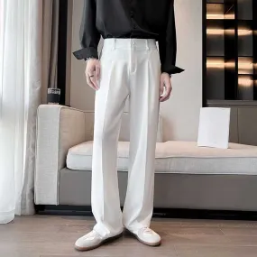 Men's Classic Casual Loose Straight Drape Solid Color Trousers