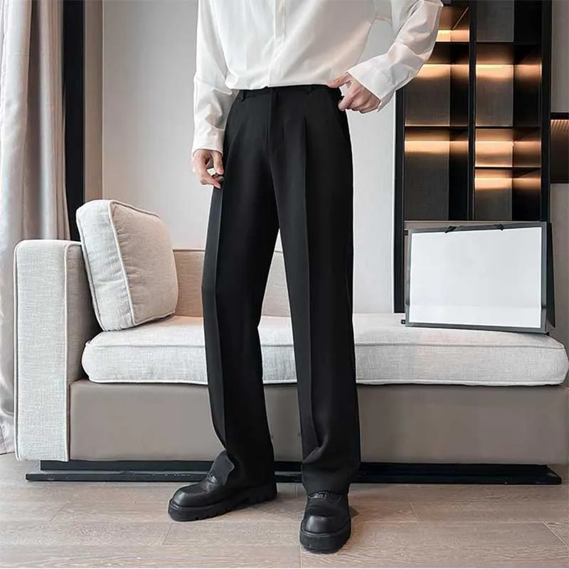 Men's Classic Casual Loose Straight Drape Solid Color Trousers