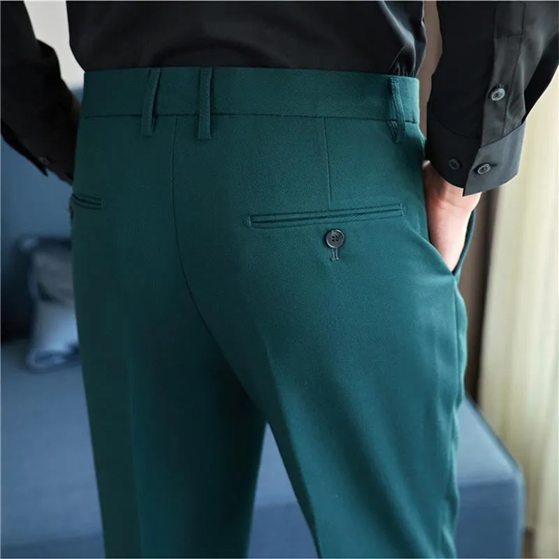 Men's Classic Fit Flat Front Dress Pants Office Business Trousers