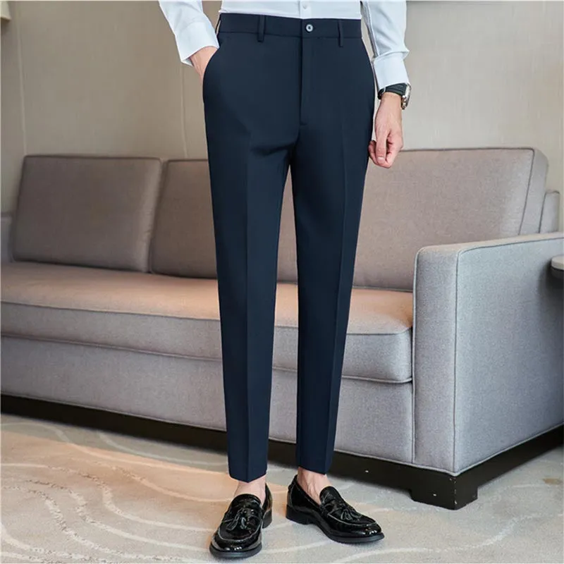 Men's Classic Fit Flat Front Dress Pants Office Business Trousers