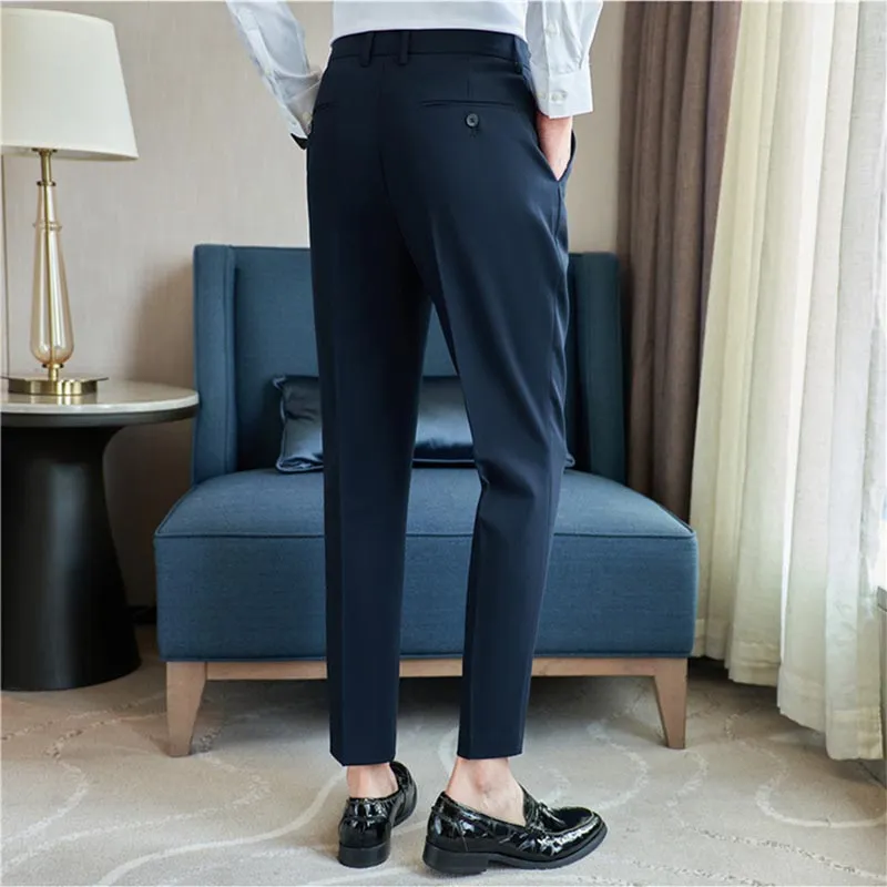 Men's Classic Fit Flat Front Dress Pants Office Business Trousers