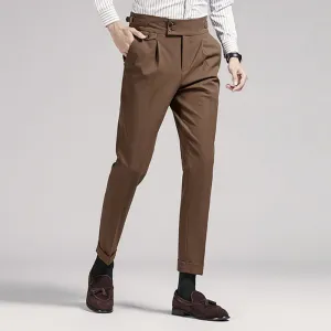 Men's Classic High Waist Pant Flat Front Trousers