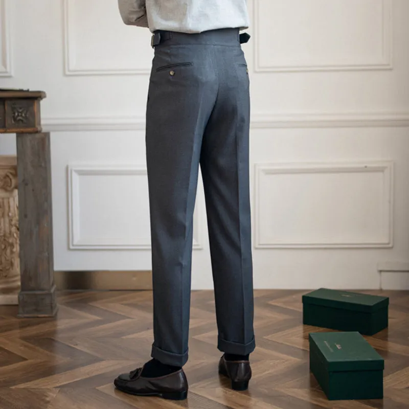 Men's Classic Trousers Business Elegant Straight British Casual High Waist Pants