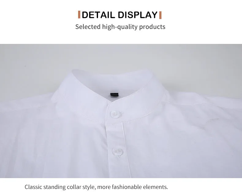 Men's Formal Classic Design Solid Button Up Henry Shirt Business Versatile Style Shirt | M7