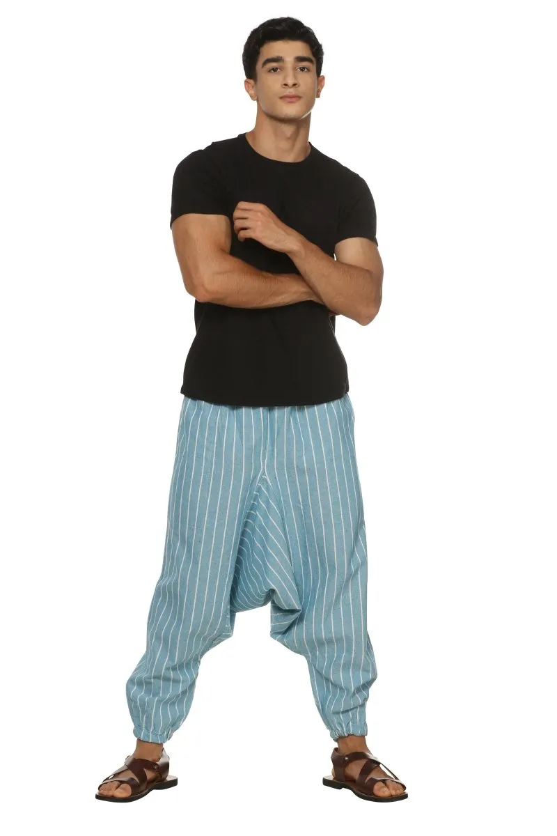 Men's Harem Pants Pack of 2| Blue & Black Stripes | Fits Waist Size 28 to 36 inches