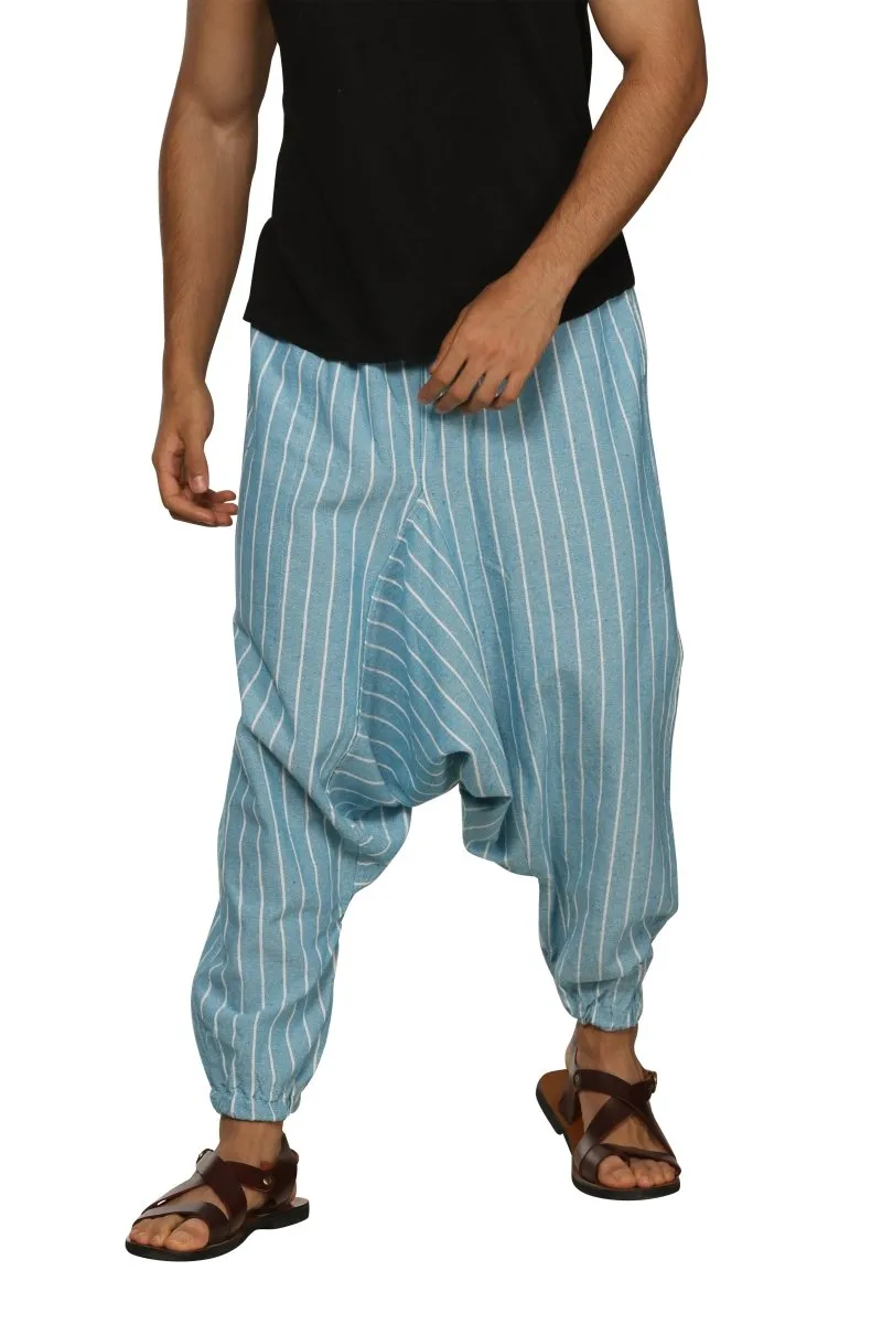 Men's Harem Pants Pack of 2| Blue & Black Stripes | Fits Waist Size 28 to 36 inches