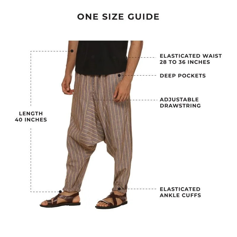 Men's Harem Pants Pack of 2| Blue & Black Stripes | Fits Waist Size 28 to 36 inches