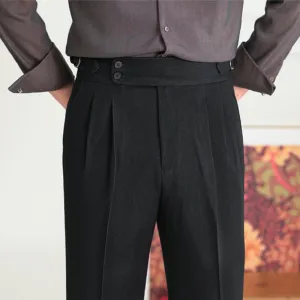 Men's High Waist Business Straight Suit British Trousers