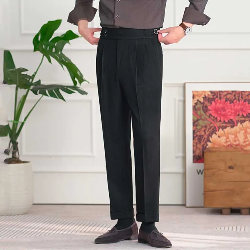 Men's High Waist Business Straight Suit British Trousers