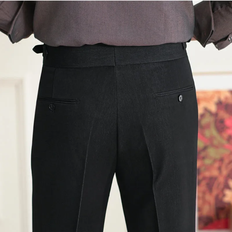 Men's High Waist Business Straight Suit British Trousers