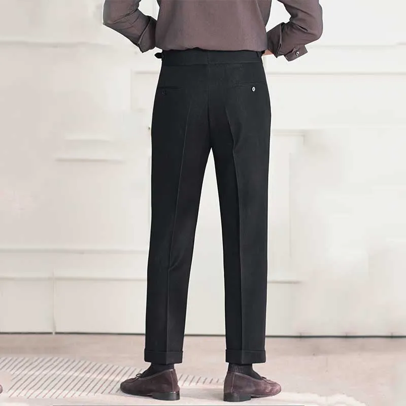 Men's High Waist Business Straight Suit British Trousers