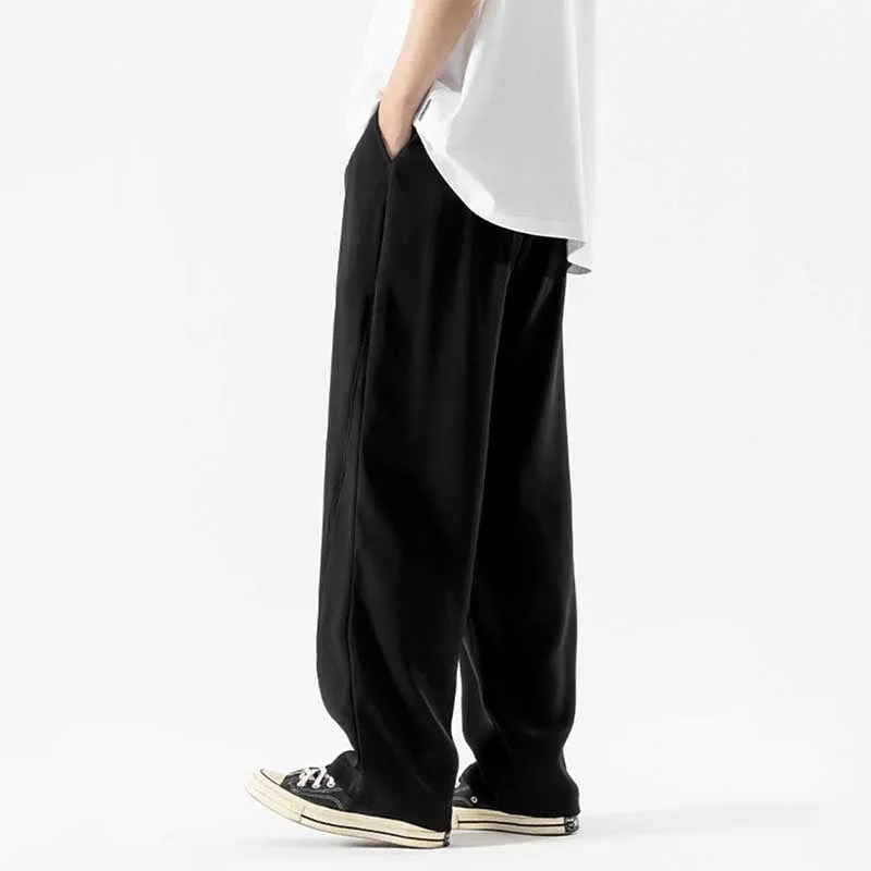 Men's Summer Drape Suit Pants Casual Trousers Loose Drape Straight Wide Leg Pants