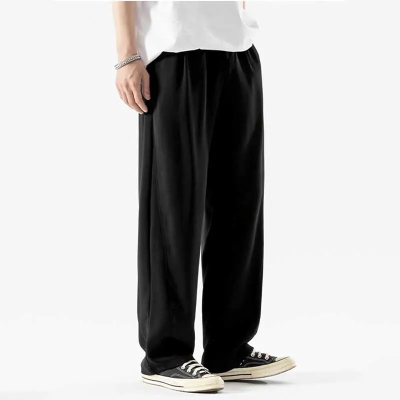 Men's Summer Drape Suit Pants Casual Trousers Loose Drape Straight Wide Leg Pants