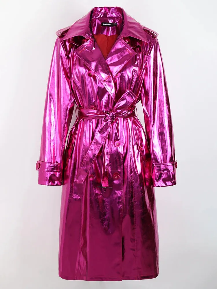 Mirror Mirror- the GLamMetallic Belted Trench Coat 5 Colors