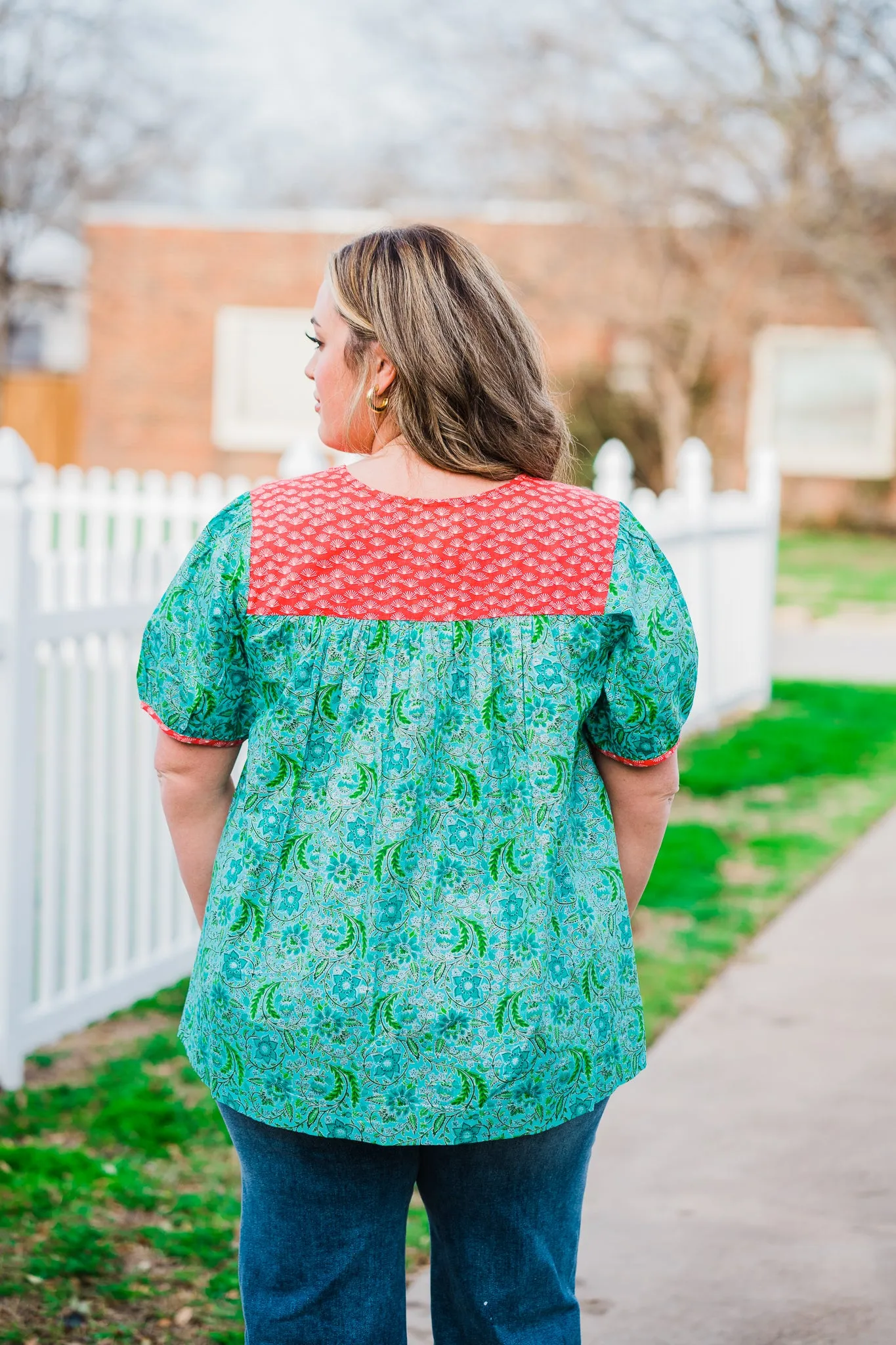 Mixed Print Short Sleeve Top