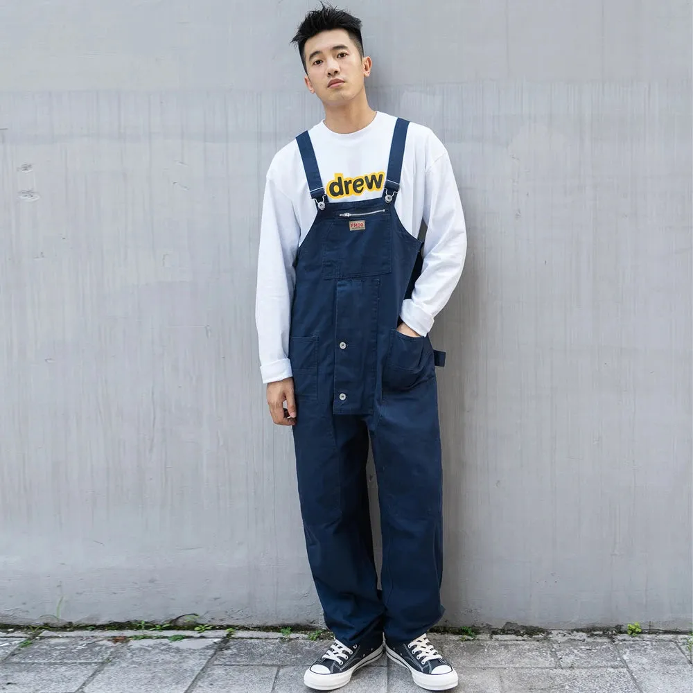 Multi Pocket Bib Overalls Safari Style Cargo Pants Baggy Work Trousers