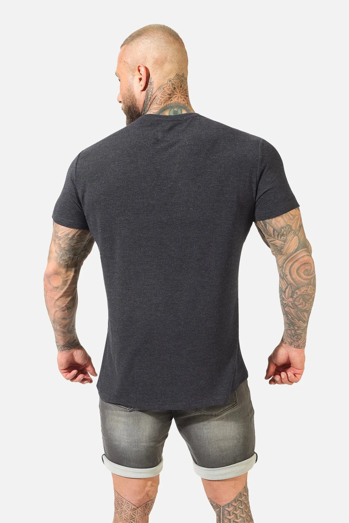 Muscle Fit Henley T-Shirt - Black