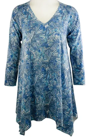 Nally & Millie - Flowery Mesh , Asymmetric Hem Lightweight Floral Print Tunic