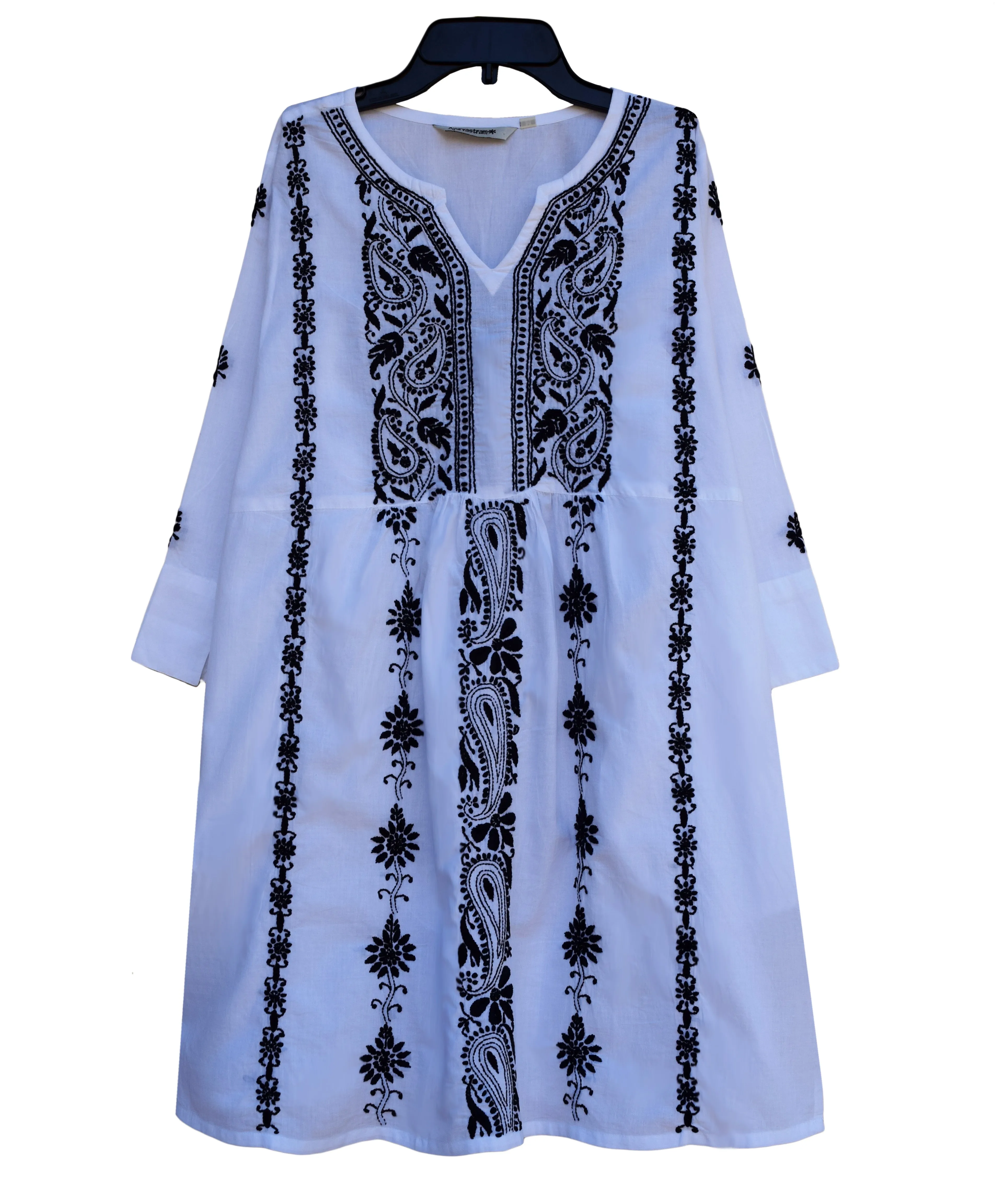 NEERA Hand Embroidered Pure Soft Cotton Tunic Kurta Dress: Made to Order/Customizable