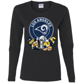 Nfl – Los Angeles Rams Super Bowl 2019 Mickey Mouse Minnie Mouse Donald Duck Daisy Duck Football Women Long Sleeve Shirt