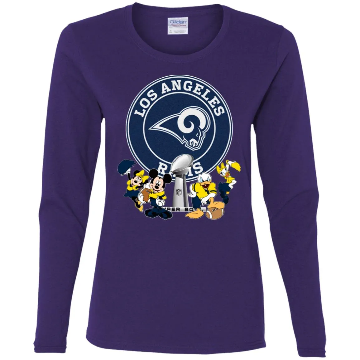 Nfl – Los Angeles Rams Super Bowl 2019 Mickey Mouse Minnie Mouse Donald Duck Daisy Duck Football Women Long Sleeve Shirt