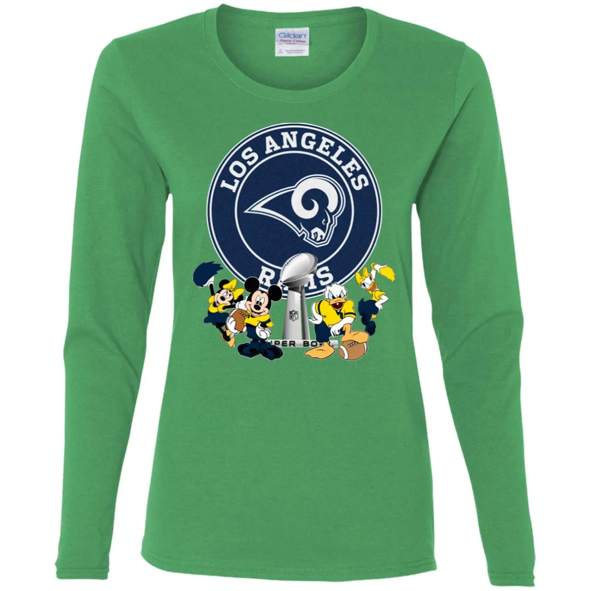 Nfl – Los Angeles Rams Super Bowl 2019 Mickey Mouse Minnie Mouse Donald Duck Daisy Duck Football Women Long Sleeve Shirt