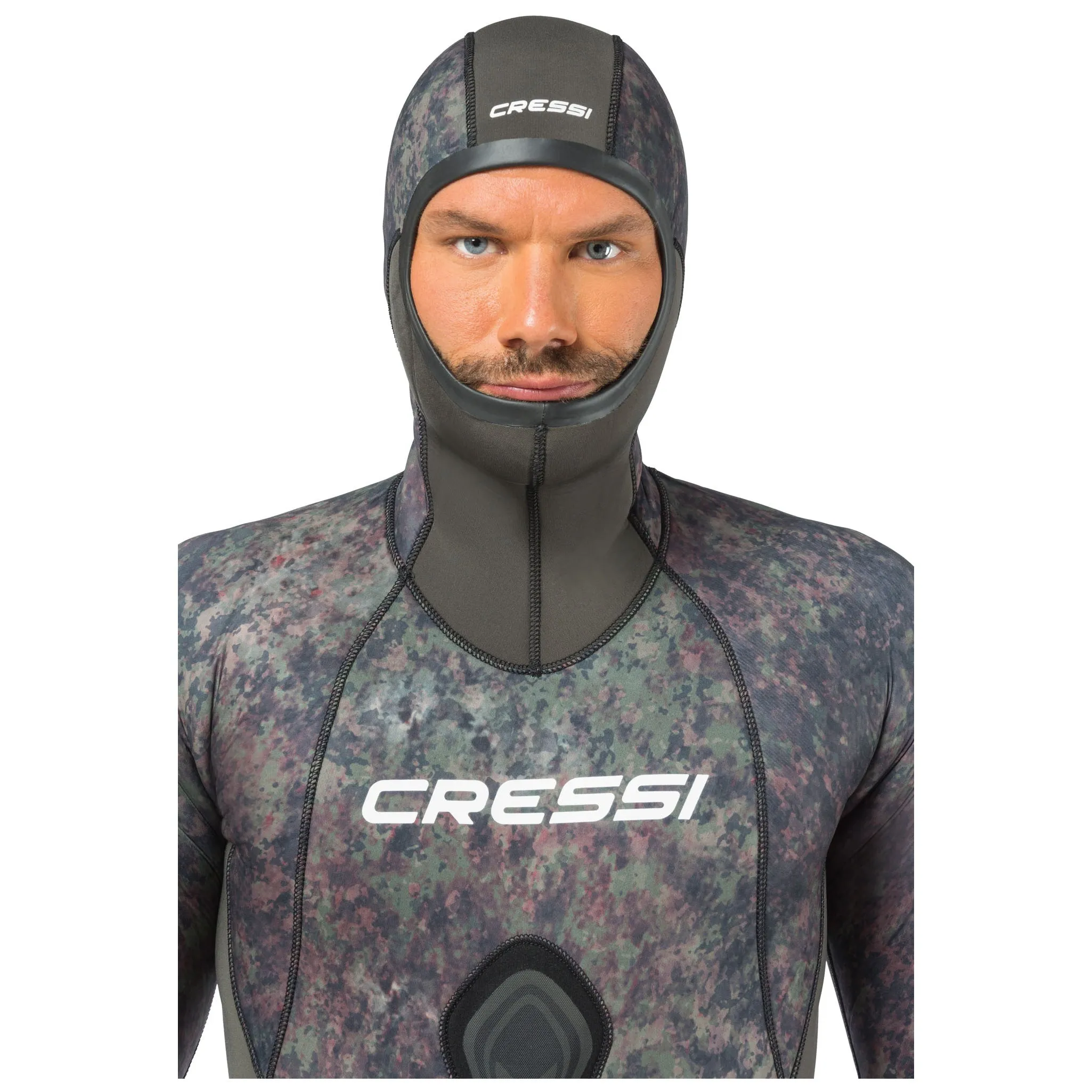 Open Box Cressi 5mm Mens Seppia 2-piece Freediving Wetsuit - Camo Grey - Large/4