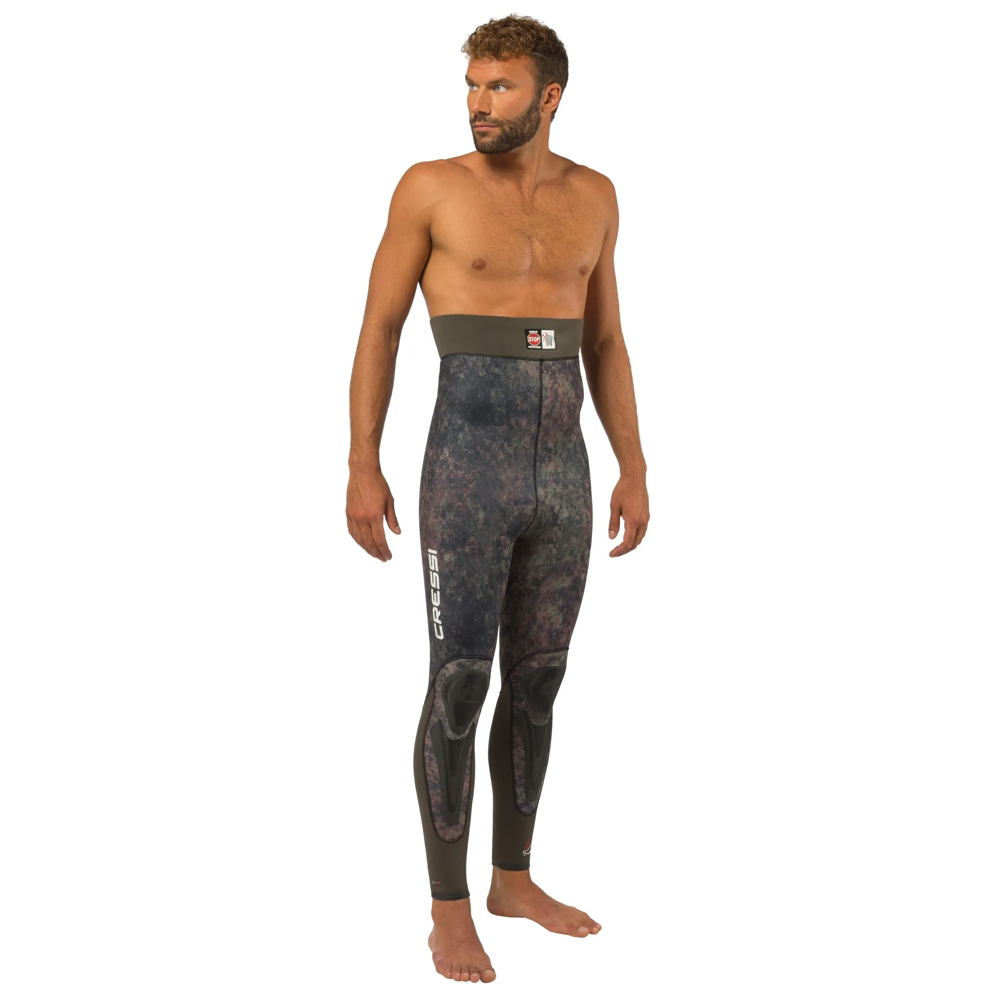 Open Box Cressi 7mm Mens Seppia 2-piece Freediving Wetsuit - Camo Grey - 2XLarge/6