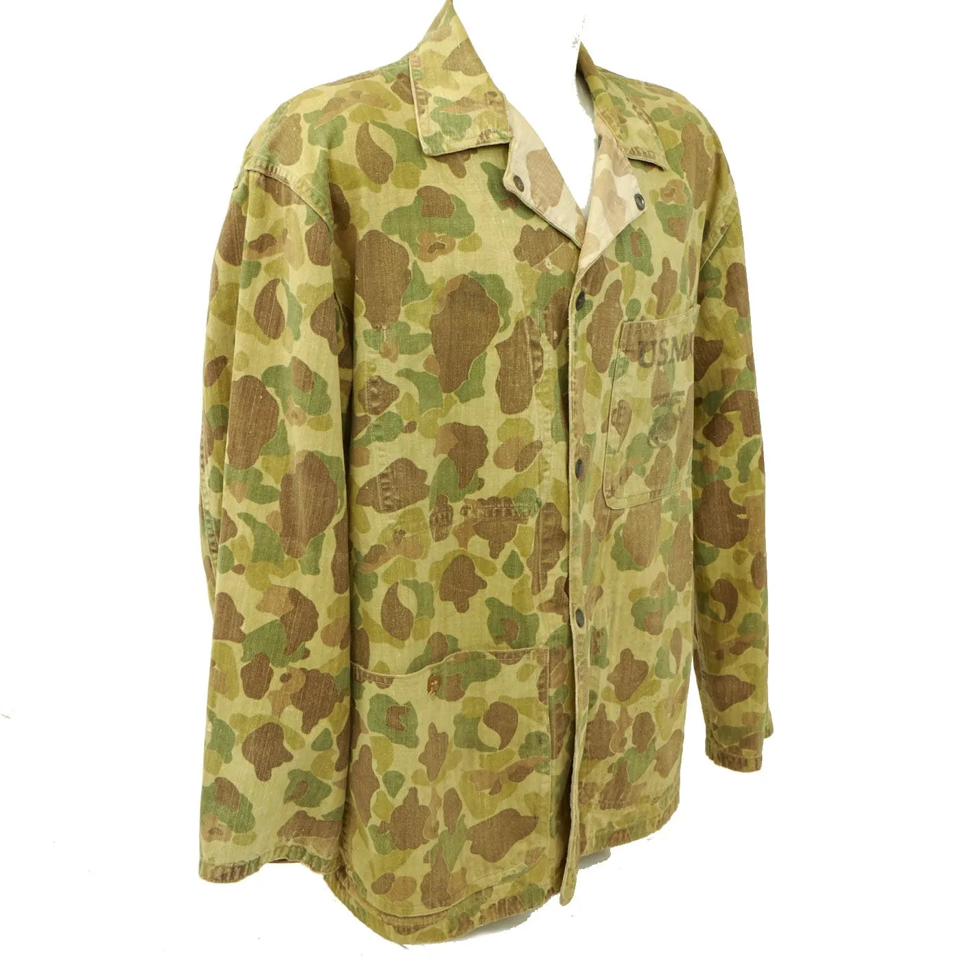 Original U.S. WWII Marine USMC Modified Camouflage Utility Uniform - As Seen In Book