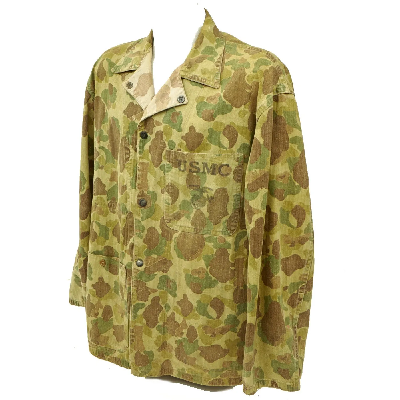 Original U.S. WWII Marine USMC Modified Camouflage Utility Uniform - As Seen In Book